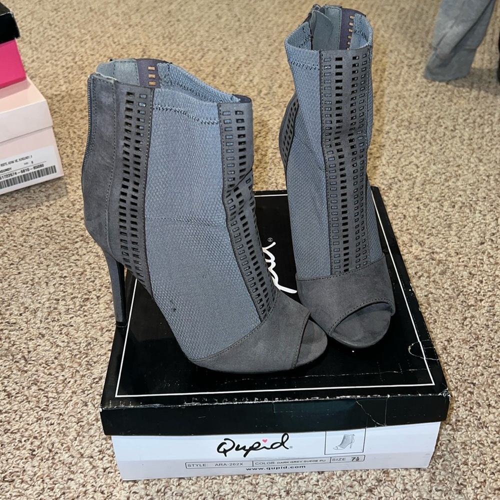 Gray ankle booties